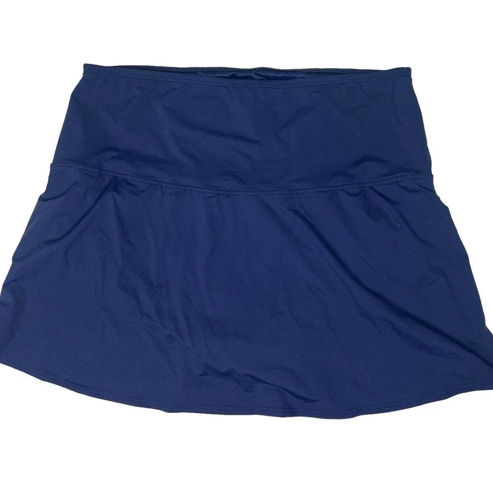 Lands' End Navy Blue Swim Skort Skirt Size 26W Pull On Elastic Waist